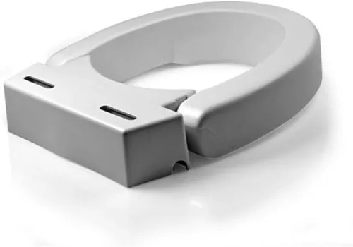 Vista 3 de Asiento elevado para retrete de Ableware, con bisagras, Estándar, Blanco, 1