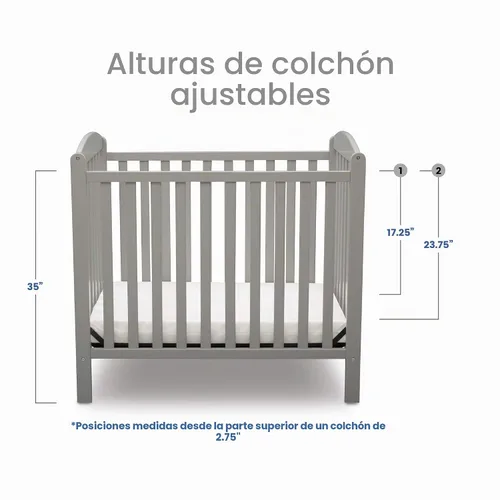 Vista 11 de Delta Children Emery - Mini cuna convertible con colchón de 2.75 pulgadas, color gris