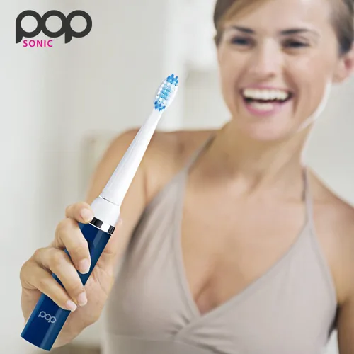 Vista 8 de Cepillo de dientes eléctrico Pop Sonic (azul marino) + paquete adicional – Cepillos de dientes de viaje con batería AAA Cepillos de dientes