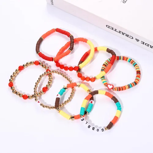 Vista 121 de Surfer Heishi - Pulseras apilables para mujer, apilables, de vinilo arcoíris, disco de arcilla, pulseras elásticas para la amistad, joyería bohemia