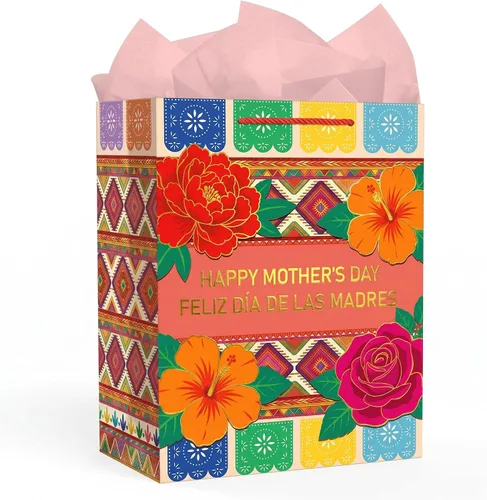 Vista 22 de WaaHome Bolsa de regalo para el día del padre para papá, con papel de seda y asa, 13 x 10.5 x 5.8 pulgadas, bolsa de regalo grande azul para el día