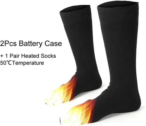 Vista 2 de Calcetines calefactables para mujeres y hombres, calcetines térmicos eléctricos alimentados por batería, para invierno, esquí al aire libre