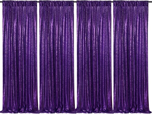 Vista 22 de 2 cortinas de 2 x 8 pies de lentejuelas con brillantina para marco de fotografía, para fiestas o fondos de fotografía