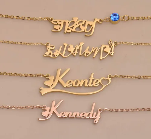Vista 2 de MoShelly - Collar con nombre personalizado para niña, acero inoxidable, Rose gold