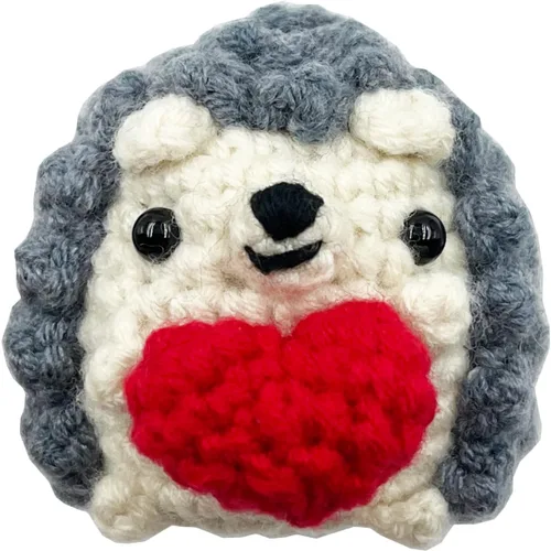 Vista 6 de Cute Valentines Day Gifts, Emotional Support Gifts Finished Crochet Hedgehog with Heart Pocket Hug, Greeting Cards (Pack of 3)