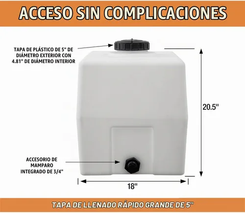 Vista 3 de Romotech Depósito horizontal cuadrado de polietileno.