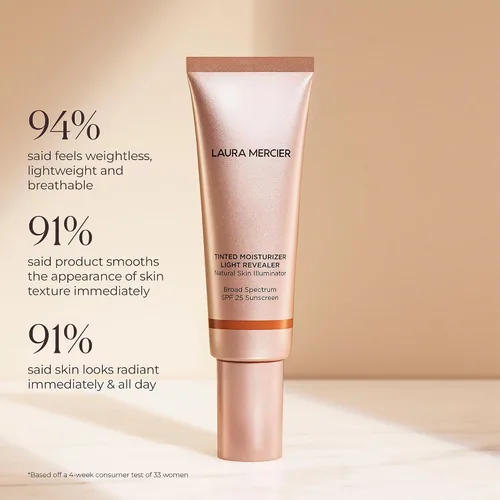 Vista 6 de Laura Mercier Tinted Moisturizer Light Revealer Natural Skin Illuminator with SPF 25: All Day Hydration, Ultra-Sheer Coverage, Luminous & Radiant