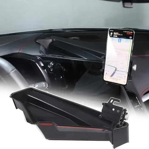 Vista 9 de Sekhyna Caja de almacenamiento trasera compatible con pantalla de navegación Chevrolet Corvette C8 2020-2025, bandeja organizadora para salpicadero