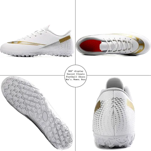 Vista 2 de OAOUIA Tacos de fútbol para hombre, zapatos de fútbol para jóvenes al aire libre, interiores y niños, zapatos de fútbol para correr en tierra firme