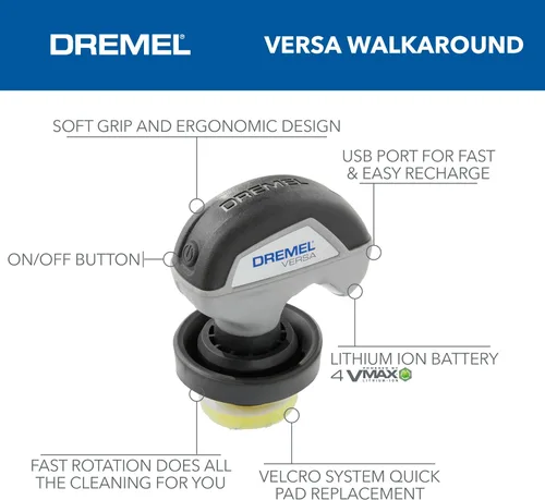 Vista 3 de Kit de Limpieza con Cepillo Eléctrico Giratorio Dremel Versa Power con 5 Esponjas de Limpieza Scrub Daddy - Limpiador Eléctrico Inalámbrico