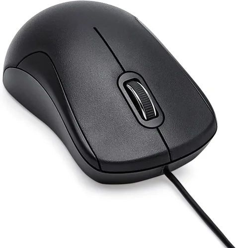 Vista 3 de Amazon Basics Ratón con cable USB de 3 botones con rueda de desplazamiento de precisión, estándar, negro