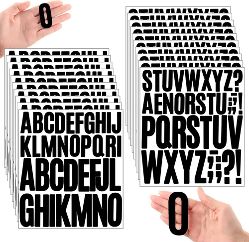 Vista 19 de Qilery 32 hojas de 0.5 pulgada de calcomanías de letras y números autoadhesivas, letras de vinilo alfabéticas de gran fuente, etiquetas de números