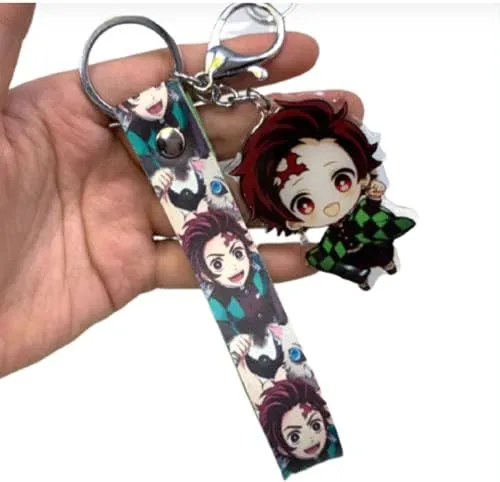 Vista 3 de Traje de cosplay de monstruo de Kamado Tanjiro capa de anime con cordón de Tanjiro Kamda Keycahin gratis