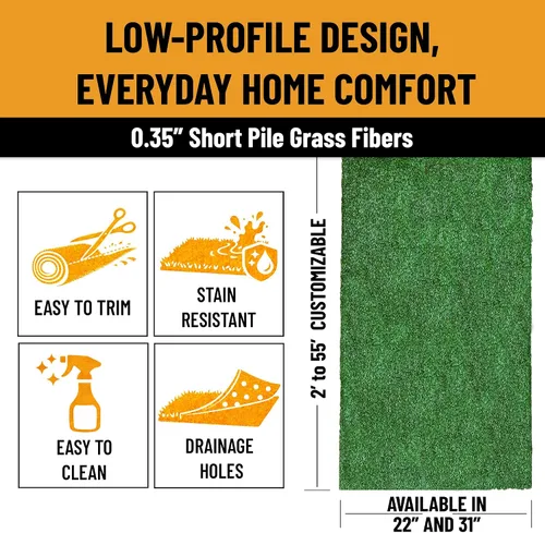 Vista 4 de [Usado] Ottomanson Césped Artificial Turf de 22" x 20' para Interiores y Exteriores, Alfombra de Césped Sintético con Agujeros de Drenaje