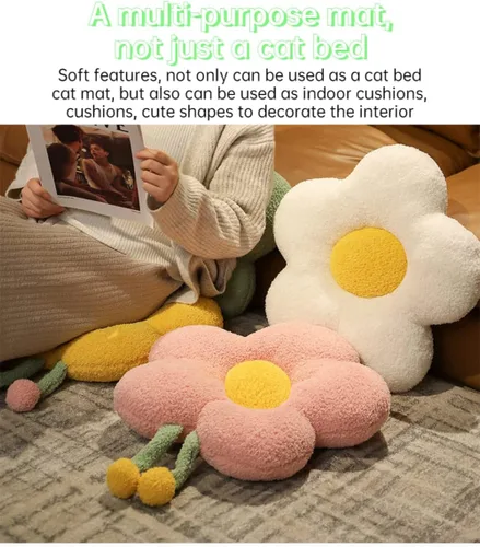 Vista 4 de Interesante sofá cama con diseño de flores para gatos, bonita y cómoda, para mascotas, gruesa, antideslizante, suave, para gatos y perros, cojín