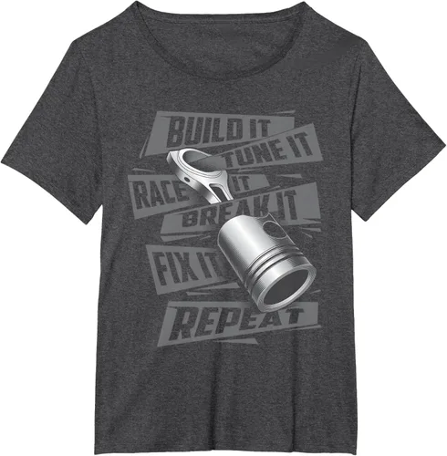 Vista 32 de Build It Tune It Race It Break It - Camiseta para entusiastas de los coches de carreras, talla S Negro