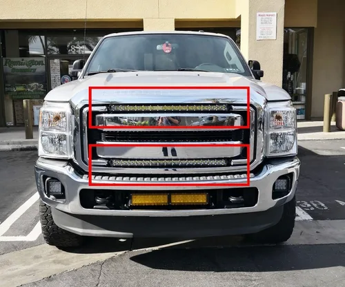 Vista 3 de iJDMTOY Kit de barra de luz LED de 30 pulgadas de montaje en rejilla superior compatible con Ford F250 F350 Super Duty 2011-2016, incluye (1) barra