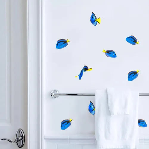 Vista 7 de Calcomanías de burbujas de acuarela para baño, lavandería, 23 calcomanías de burbujas azules pintadas a mano, decoración de baño, sala de estar