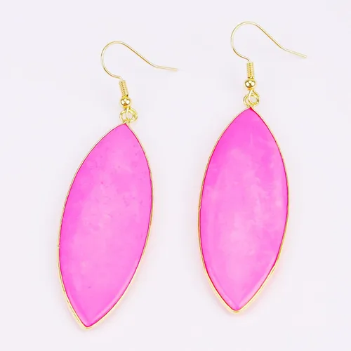 Vista 3 de Aretes colgantes de piedra de cristal natural con forma de marquesa para mujeres y niñas