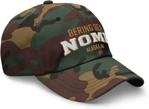 Vista 2 de Bering Sea Nome Alaska - Gorra de béisbol Flexfit curvada Peak Dad