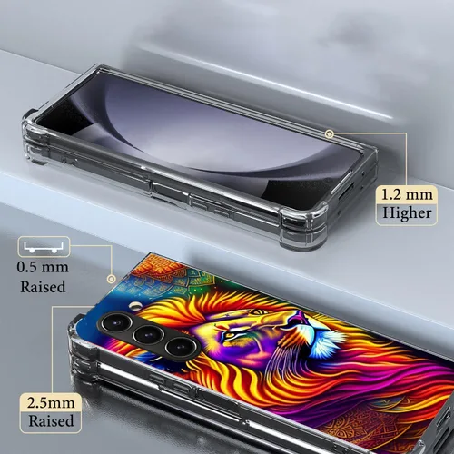 Vista 2 de Funda para Galaxy Z Fold 5, protección contra caídas de mandala de león colorido, a prueba de golpes, de cuerpo completo, resistente a los arañazos