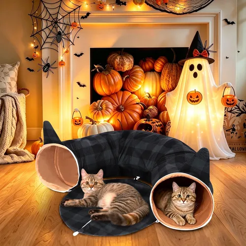 Vista 6 de Túnel para gatos de Halloween, 33.8 pulgadas, cueva para gatos