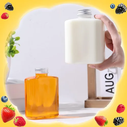Vista 4 de Thenshop Paquete de 24 botellas de plástico con tapas, botellas de jugo transparentes, botella de agua plana, botella de plástico reutilizable, mini