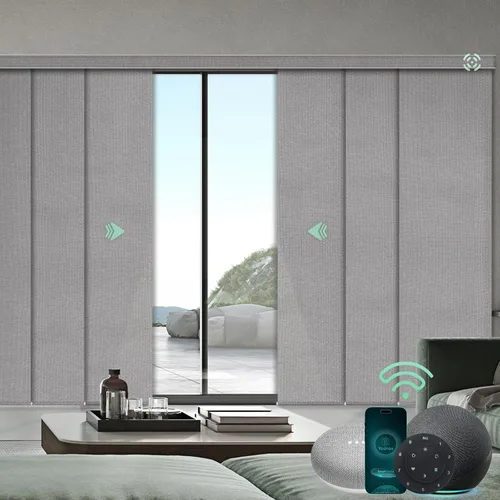 Vista 7 de Yoolax Persianas de puerta corredera inteligentes XL personalizadas, persianas motorizadas compatibles con Alexa, persianas de tela opacas Basalto