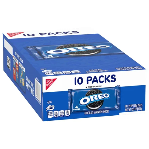 Vista 16 de OREO Galletas de sándwich de chocolate, 40 paquetes de aperitivos (4 galletas por paquete, 4 cajas)
