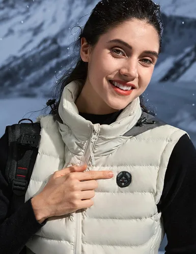 Vista 7 de iHood Chaleco térmico para mujer con batería, chaleco térmico para mujer con capucha térmica retráctil, chaquetas térmicas lavables para mujer