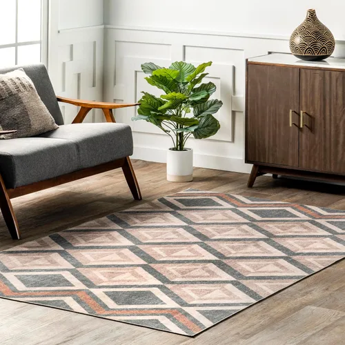 Vista 12 de nuLOOM Carole Abstract - Alfombra lavable a máquina, 4 x 6, color beige Carole Beige