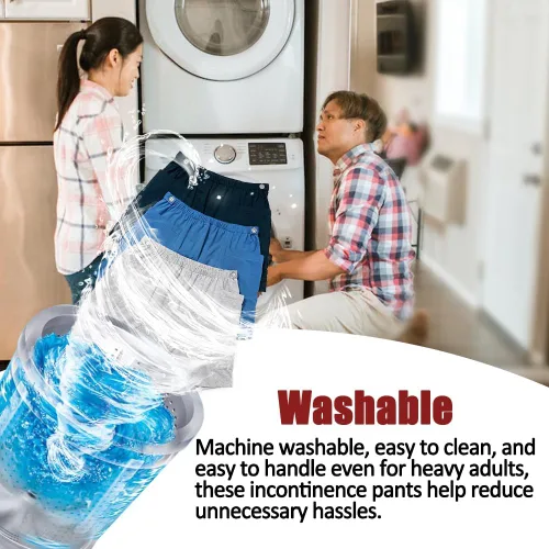 Vista 5 de Paquete de 3 pantalones cortos de orina para hombre, bolsa de drenaje de ostomía, pantalones para el cuidado de la incontinencia, pantalones cortos