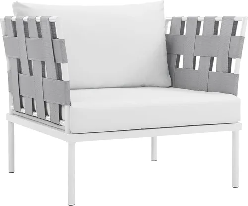 Vista 13 de Modway EEI-2601-WHI-WHI MO-EEI-2601-WHI-WHI Harmony Patio al aire libre Aluminio, sofá esquinero, blanco blanco