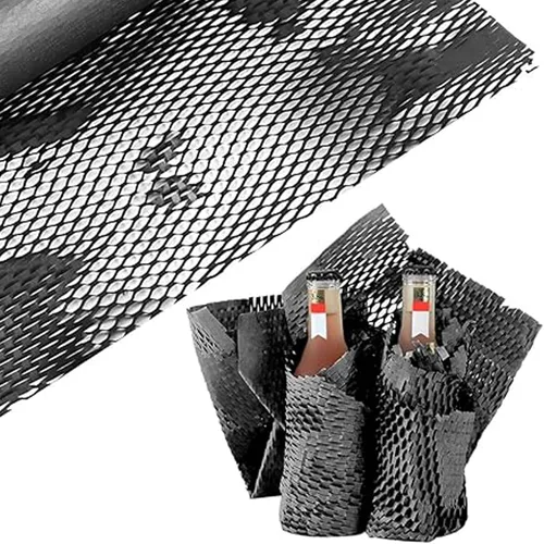 Vista 6 de Papel de embalaje de panal negro de 164 pies x 15 pulgadas, papel de embalaje de estraza con amortiguación de burbujas reciclable, rollos