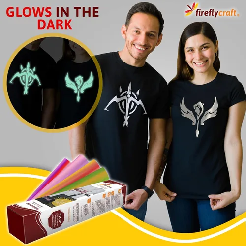 Vista 106 de Firefly Craft - Lámina de vinilo 3D de transferencia de calor, vinilo HTV grueso de 3 dimensiones, para planchar para usar con Cricut y Silhouette
