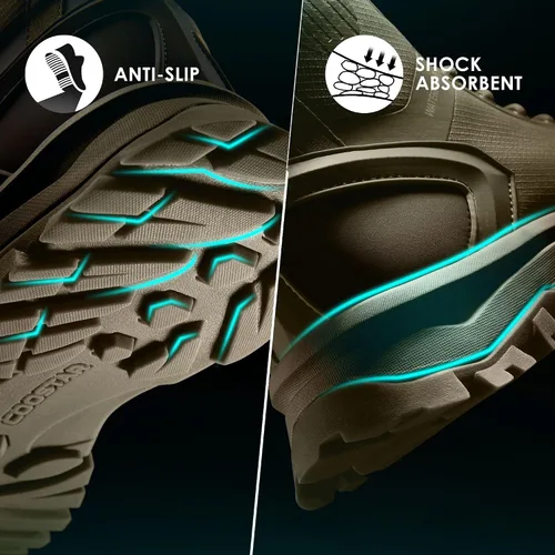 Vista 5 de Coostar Botas tácticas para hombre, ligeras, militares, botas de combate con cremallera lateral, para motocicleta, senderismo, trabajo