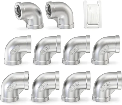 Vista 22 de TAISHER 2 piezas de acero inoxidable 304 accesorios de codo de 90 grados, tubo hembra NPT de 1 pulgada a 1 pulgada NPT hembra 304 accesorio