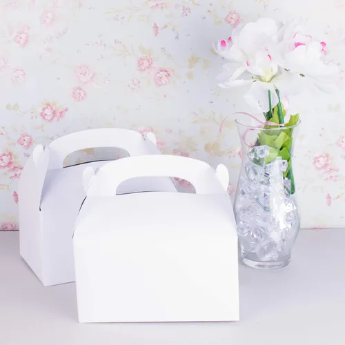 Vista 7 de Super Z Outlet Cajas de cartón de papel de regalo de color blanco con asas, bolsas de dulces para artes y manualidades, picnic, recuerdos de fiesta