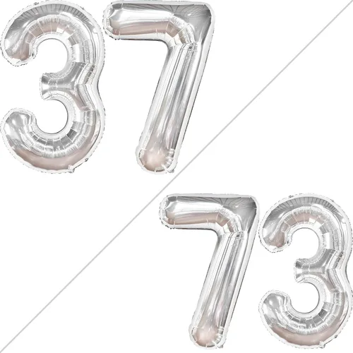 Vista 2 de KatchOn, Globo plateado de 40 pulgadas, decoraciones de cumpleaños para hombres y mujeres