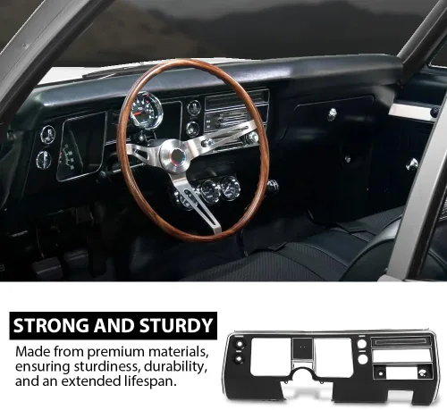 Vista 3 de GRAND ORANGE Cubierta de bisel del panel de instrumentos del tablero Compatible con Chevy Chevelle El Camino 1968 Sin aire Negro