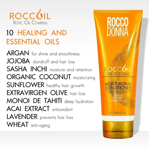 Vista 4 de Rocco Donna Acondicionador hidratante sin sulfato, hidratación intensa, suavizante y brillo para cabello teñido con complejo de aceite xótico