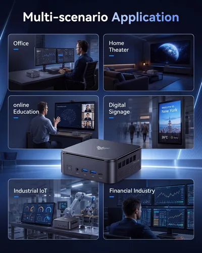 Vista 9 de KAMRUI Mini PC, E3B 32 GB RAM 512 GB SSD Mini computadoras para juegos AMD Ryzen 5 7430U Micro computadora de escritorio