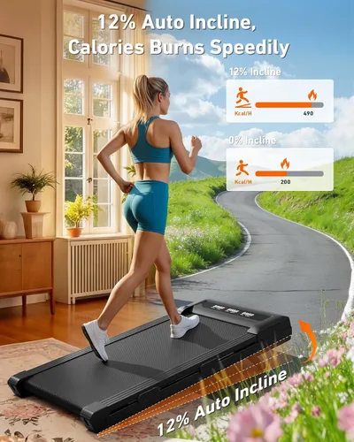 Vista 2 de DeerRun Almohadilla para caminar Z10 con 12% de inclinación automática Negro azabache