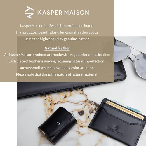 Vista 5 de Kasper Maison Funda de cuero de alta calidad para pasaporte RFID y cartera de viaje con bloqueo RFID antirrobo