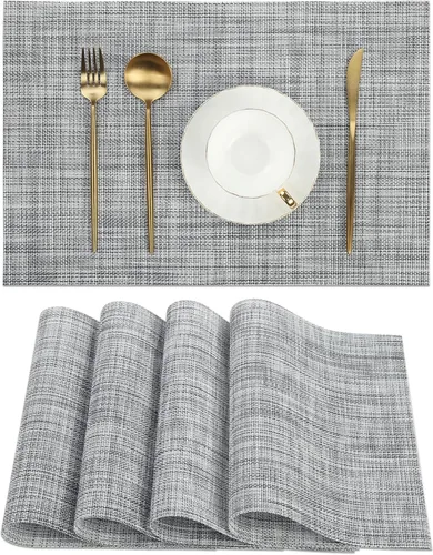 Vista 40 de SHACOS - Caminos de mesa de vinilo tejido, lavables, para uso en interiores o exteriores, fáciles de limpiar