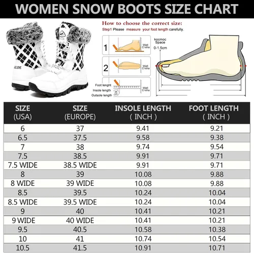 Vista 2 de EARLDE Womens Snow Boot With Waterproof Lace Up Mid-Calf Outdoor Winter Deep Tread Rubber Sole