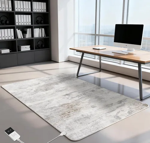 Vista 15 de Alfombra Eléctrica Calefactora de 35 x 55 pulgadas, Alfombra de Calefacción de Felpa Suave, Tapete Calefactor para Piso con Temporizador