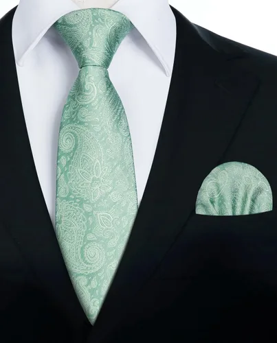 Vista 114 de HISDERN Corbatas para hombre, corbata de cachemira y bolsillo cuadrado tejido clásico floral para hombre, corbata de fiesta de boda