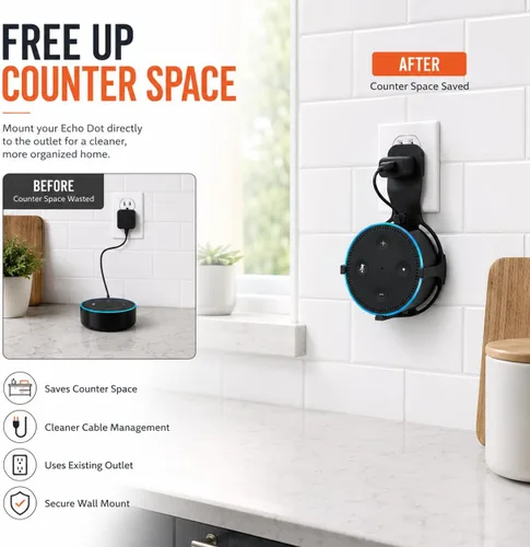 Vista 2 de Xtreme - Soporte de pared para el Echo Dot, soporte de toma de pared