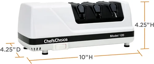 Vista 7 de Chef's Choice afilador de cuchillos profesional de 3 capas, afilador de 120 diamantes, ninguno , Blanco
